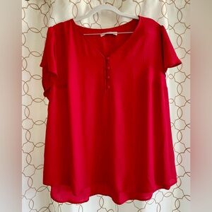LOFT Red Tulip Sleeve Blouse